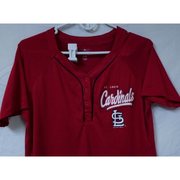 Campus Lifestyle ST Louis Cardinal Teens Medium Red Spellout 1/4 Button Jersey - Picture 5 of 10